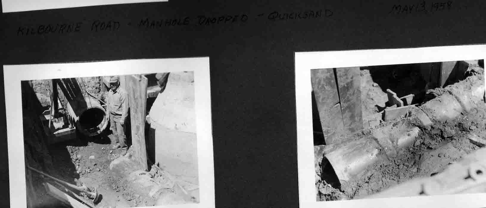 1958 Manhole dropped in quicksand Kilbourne Rd